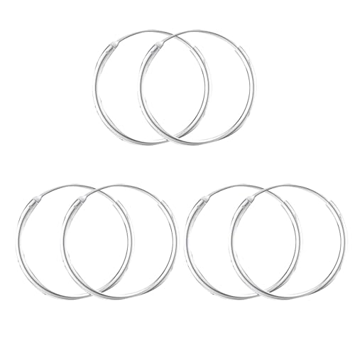 Ohrstecker Silberne Creolen, Knorpelohrringe, kleine Creolen für Damen, Herren, Mädchen, 3 Paar Tragus-Ohrringe 925er Sterlingsilber, Lippenringe (8 mm/10 mm/12 mm/14 mm/16 mm/18 Kronleuchter (D, 16) von YWJewly