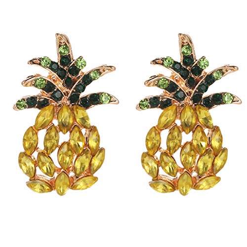 Ohrstecker für Damen Kreative Metall-Ohrringe für Damenschmuck mit Diamanten Ananasohrrings Ohrringen Für Mädchen (yellow, One Size) von YWJewly