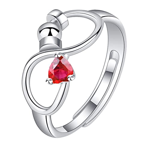 Ringe Geburtssteine Rotierender -Angst Dekompressionsring Dekompressionsring Geburtstagsgeschenk für sie Minimalistischer Kristallring Geburtssteine Strassring Lutsch Ringe (Hot Pink, One Size) von YWJewly