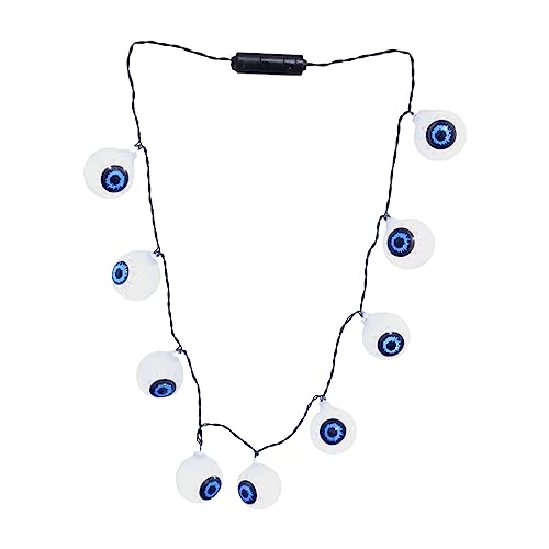 Schmuck Geschenk für Freundin Ehefrau Mama Halloween-Lichterkette, lustige Augapfel-Halskette, Lichterkette, Lichterkette, Halskette, Halloween-Party-Dekoration Herzchen Halskette (Blue-4, One Size) von YWJewly