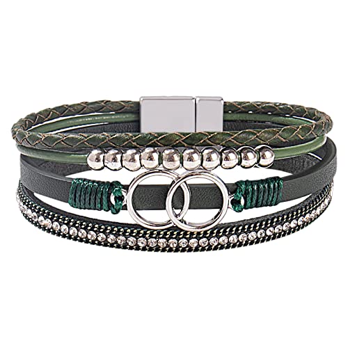 Sommer Armband Damen Gewebtes Armband böhmisches mehrschichtiges Armband Lederarmbänder für Frauen Männer Weihnachten Geburtstagsgeschenk Farbe Seil gewebtes Armband Liebe hohle tooth (C, One Size) von YWJewly