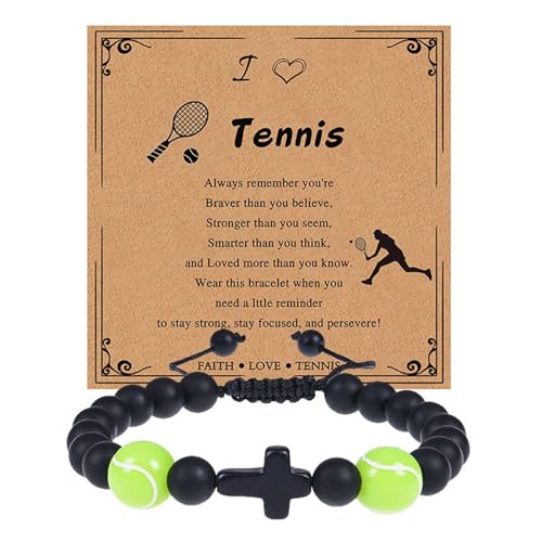 Sommer Seil Armbänder Mädchen Europa Amerika, Sport-Stil, Naturstein, Basketball-Armband, gewebtes Armband, Fußball-Tennis-Karte, Handschmuck, erwachsener Mode-Handschmuck, Feines (B, One Size) von YWJewly