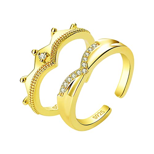 Verstellbarer Federring mit offenem Band Finger Weibliche Lichtöffnung Mode Einstellbare Ringverbindung Kalter Persönlichkeitsindex Luxus Wind Ring Ringe Der Ringe Figuren Groß (Gold, One Size) von YWJewly