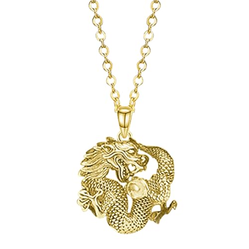 YWJewly Aesthetic Schmuck Kanalisieren Sie die des chinesischen Sternzeichens Drache mit dieser atemberaubenden Halskette für Ihre Lieben! Kette Aus Halskette Für Herren (Gold, One Size) von YWJewly