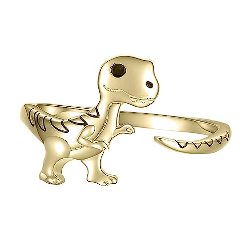 YWJewly Blumen-Design-Ring Offener Ring im amerikanischen Stil, Dinosaurier-Liebeshand mit verstellbarem Ring, Schmuck Ringe Kissen Hochzeit (B, One Size) von YWJewly