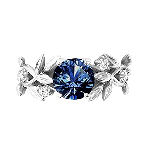 YWJewly Braut Verlobungsringe Silberne transparente Blumenreben-Geschenk-Blatt-Ring-Blumen-Eheringe der Frauen Pool Rings (D, One Size) von YWJewly