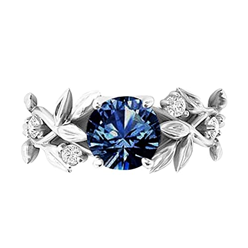 YWJewly Braut Verlobungsringe Silberne transparente Blumenreben-Geschenk-Blatt-Ring-Blumen-Eheringe der Frauen Pool Rings (F, One Size) von YWJewly