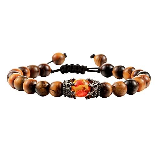 YWJewly Bunte Armbänder Damen Kreative zweiseitige geflochtenes Armband Tigerauge Perlen Vulkanstein Armband für Frauen Männer Mode klassisches Armband Valentinstag Armbanduhr Damen (Brown, One Size) von YWJewly