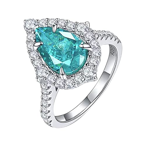 YWJewly Bunte Statement Ringe Stapelbar Vintage Ringe Luxus voller Birnenform Ring Schmuck Geburtstag Vorschlag Geschenk Braut Verlobungsfeier Ring Echte Ringe (Green, 6) von YWJewly