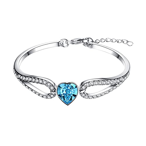 YWJewly Charm Armband Angel Blue Diamond Herz Armband Strass Armband Schmuck Charm Armband Geburtstagsüberraschungsgeschenk für Frau Mädchen Personalisiertes Herrenarmband Vorname (Blue, One Size) von YWJewly