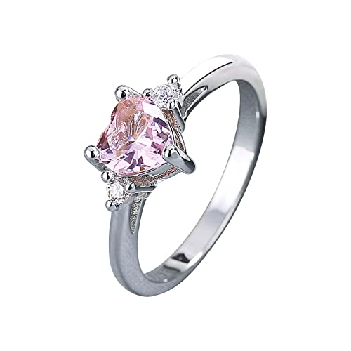 YWJewly Damen-Eheringe and geschnittenem Zirkon Engagement Round Cut Zirkonia Frauen Eheringe Schmuck Ringe für Frau Halloween Rings (Pink, 7) von YWJewly