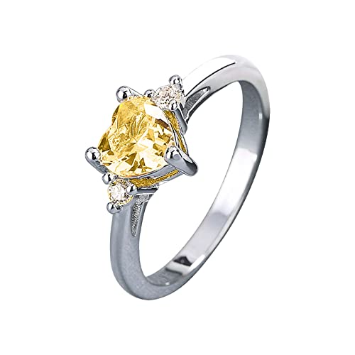 YWJewly Damen-Eheringe and geschnittenem Zirkon Engagement Round Cut Zirkonia Frauen Eheringe Schmuck Ringe für Frau Halloween Rings (Yellow, 6) von YWJewly