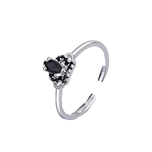 YWJewly Damen Ringe Set Ring offen verstellbare Ringe schwarz Zirkonia Versprechen Ringe für Sie Ringe Rose Set (Black-c, One Size) von YWJewly