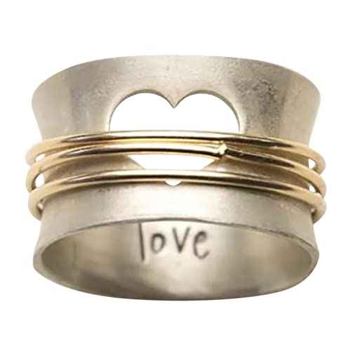 YWJewly Damenring Mode Eingefasster Zirkonring Wire Two For Girls Best Fashion Rings Rings Ladies Tone Turning Heart Gifts Rings Gymnastikringe Ringe (G, One Size) von YWJewly