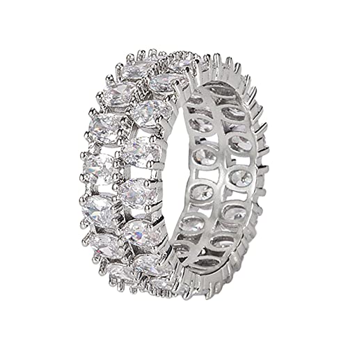 YWJewly Damenringe Geometrische Vintage-Ringe Diamond Rows Ring Of Full Two Women's Jewelry Diamond Women's Rings Display Ringe (White, One Size) von YWJewly