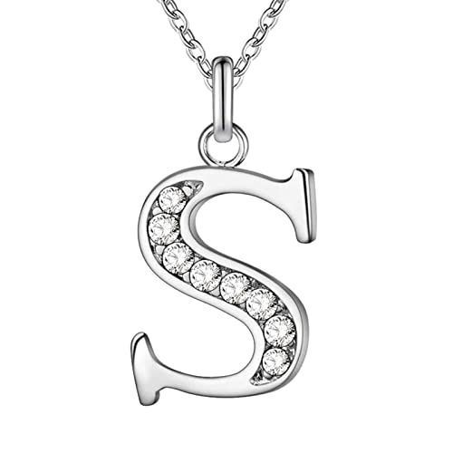 YWJewly Edelstahl Halskette Damen 26 Buchstabenkette mit Diamanten als modisches Accessoire Ein Geschenk für gute Freunde Lederkette Herren Mit Anhänger (S, One Size) von YWJewly