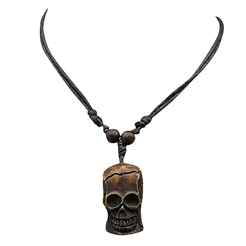 YWJewly Frauen-Halsketten Halloween-Anhänger-Halskette, Halsketten für Männer Frauen mit verstellbarer schwarzer Kordel, böhmischer Schmuck Silberne Halskette Ohne Anhänger (Brown, One Size) von YWJewly