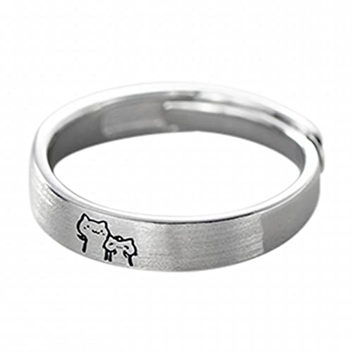 YWJewly Freundin Nettes Tier Einstellbare Ringe Kreative Paarringe Mode Einfache Cartoon Katze Ringe Für Frauen Männer Offener Ring Ringbuch 4 Ringe (A, A) von YWJewly