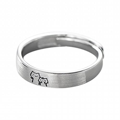 YWJewly Freundin Nettes Tier Einstellbare Ringe Kreative Paarringe Mode Einfache Cartoon Katze Ringe Für Frauen Männer Offener Ring Ringbuch 4 Ringe (B, A) von YWJewly