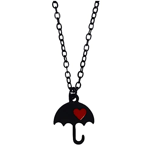 YWJewly Herren-Halskette Cartoon Liebe Regenschirm Mode Anhänger Halskette Schwarz Rot Paar Halskette Schmuck Ethnische Halskette (A, One Size) von YWJewly