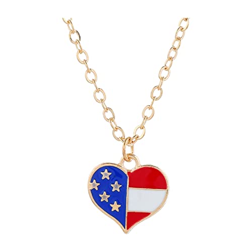 YWJewly Initiale Herz Anhänger Buchstabenkette Ölflagge Schmuck Tropftag Herz Unabhängigkeit Halskette Flagge Love Halsketten & Anhänger Anhänger Hundehalsband Gravur (blue-E, One Size) von YWJewly