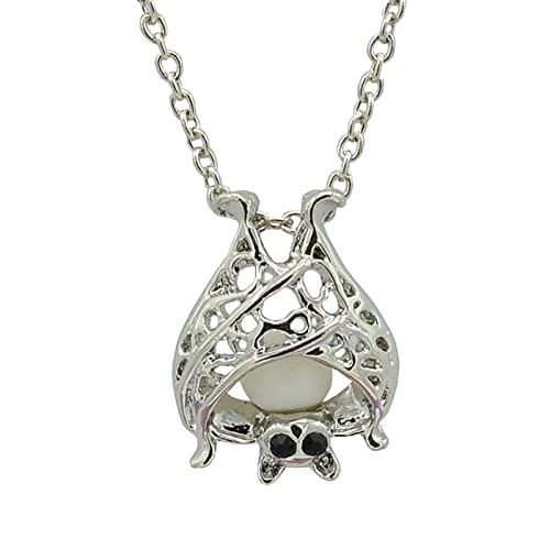 YWJewly Kette für Mama Hohle leuchtende Halskette Nachtleuchtende Tier-Fledermaus-Anhänger Damen-Halskette Herren-Halskette Geburtsstein Anhänger (Sky Blue, One Size) von YWJewly