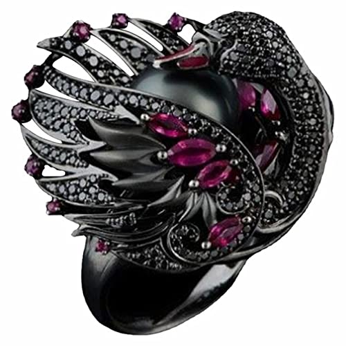 YWJewly Knöchelringe Zehenringe Art- Weisefrauen-weißer Schwan-Perlen-Retro klassischer Ring-Schmuck Signet Rings (Black, D) von YWJewly