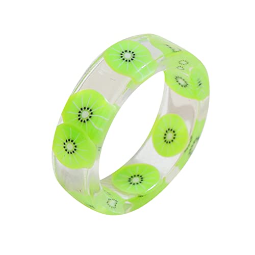 YWJewly Kreativer einfacher Ring in gemischten Farben Ringe süße Ringe bunte Acrylharz Sommer Set Ringe Ringe Herren Siegelring (B, One Size) von YWJewly