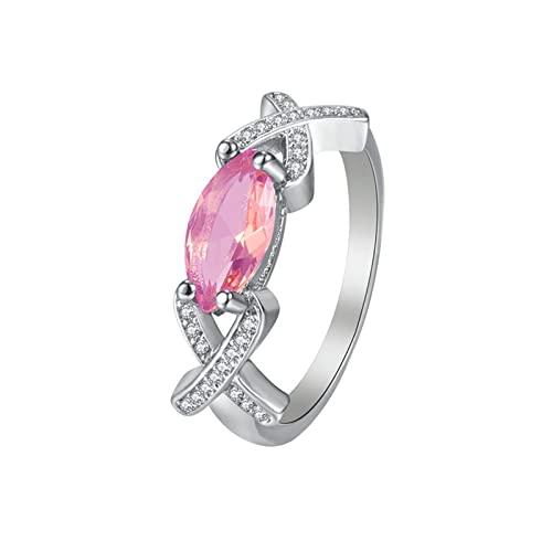 YWJewly Kristallring mit Ausschnitt Zirkon Mode Mode Ringe Ringe Damen Personalisierte Kombinationen Kristall Intarsien Pferderinge Ringelordner (Hot Pink, 7) von YWJewly