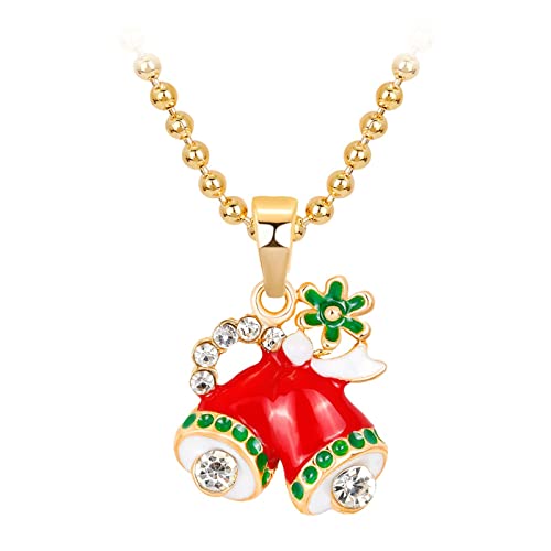 YWJewly Link Kette Link Collier Style Oil Christmas Drop Weihnachtsanhänger Halskette Europäische kreative weihnachtliche Atmosphäre Ornamente Dunkle Halskette (Red, One Size) von YWJewly