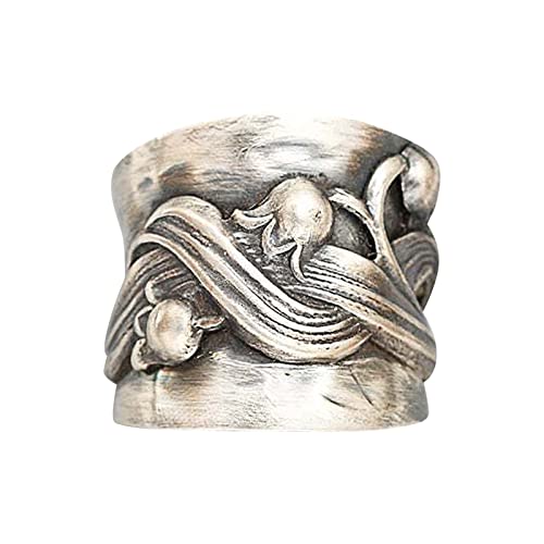 YWJewly Mode Damenring Schwarz Offener Ring für Frauen Natürliche Tagestürkis-Mutter für -Tagesgeschenke der Mutter Ring-Silber-Ringe Ringe Kissen Hochzeit (B, One Size) von YWJewly