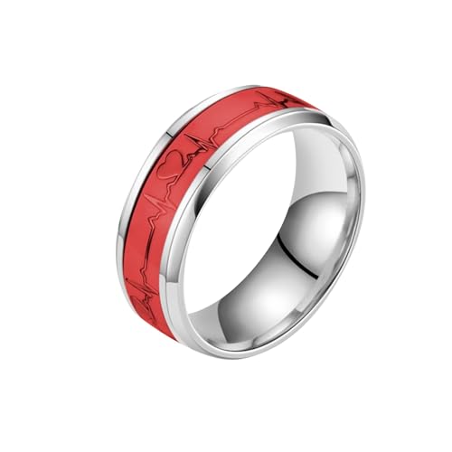 YWJewly Ordner Mit Ringen Mehrfarbiger Ring in Herzform, Titanstahl, mehrfarbig, individueller Ring, Design-Ring, Paarring, Paar-Geschenk Vorhang Zubehör Ringe (Red, B) von YWJewly