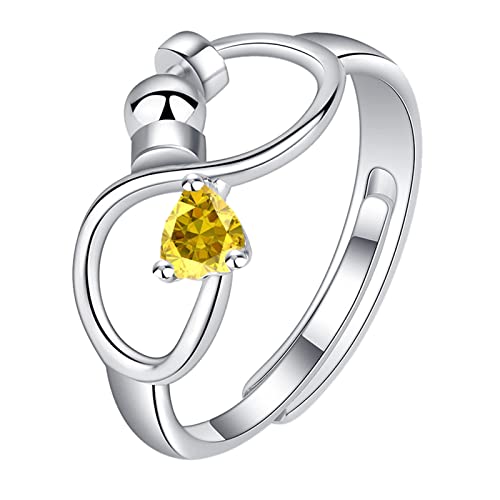 YWJewly Ringe Geburtssteine Rotierender -Angst Dekompressionsring Dekompressionsring Geburtstagsgeschenk für sie Minimalistischer Kristallring Geburtssteine Strassring Lutsch Ringe (Yellow, One Size) von YWJewly