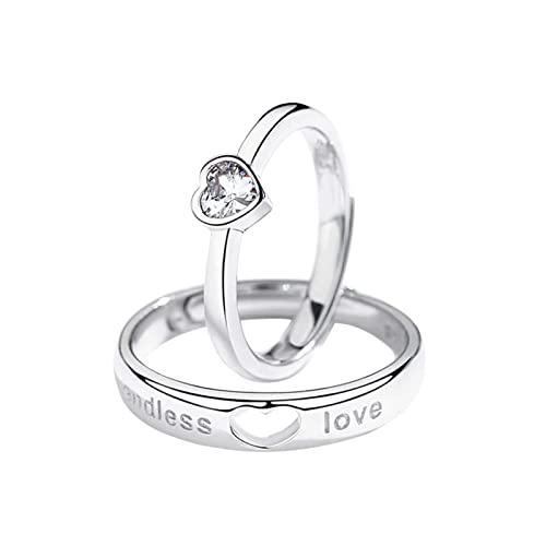 YWJewly Ringe Gold Her Fit Polished Heart For Couples Comfort High Ring Sets Ringe And Promise For Him Band Passende Verlobungsringe Ringbuch 2 Ringe (e-White gold, One Size) von YWJewly