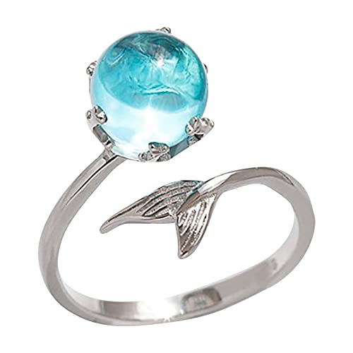 YWJewly Ringe Gold Weibliche Kristallblase Fisch Meerjungfrauen-Ring-Schwanzmoden Ringelleggins Kinder (c-Silver, One Size) von YWJewly