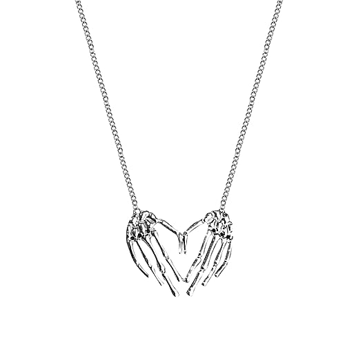 YWJewly Schmuck Frauen Halloween-Hand-Anhänger-Halskette für Mädchen Jungen, herzförmige Schlüsselbeinkette, Schmuck, Geschenk (1 Stück) Dünne Halskette Herren (Silver #5, One Size) von YWJewly