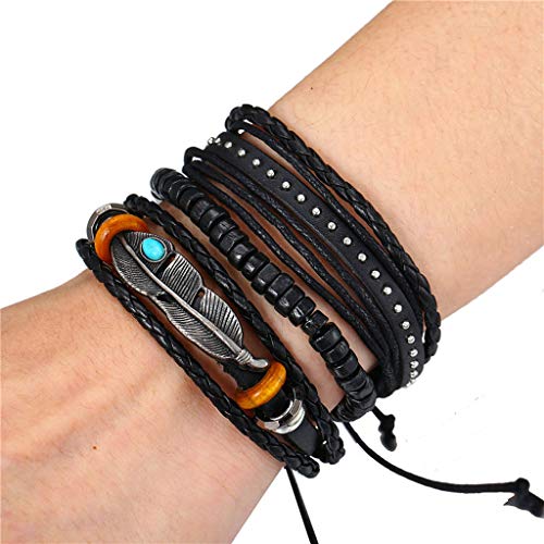 YWJewly Schwester Armband 3Stück Lederarmband für Männer Mehrschichtiger Lederpunktwolk Damenarmbänder für Männer Armbanduhr Mit Zeitansage (Multicolor #5, One Size) von YWJewly