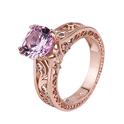 YWJewly Stapelbare Ringe Damen- Mädchenmode-Edelstein-Europa großer -Ring-mehrfarbiger Verlobungs-Hochzeits-Geschenk-Ring Ringe Teenager Mädchen Trend (Pink, 6) von YWJewly