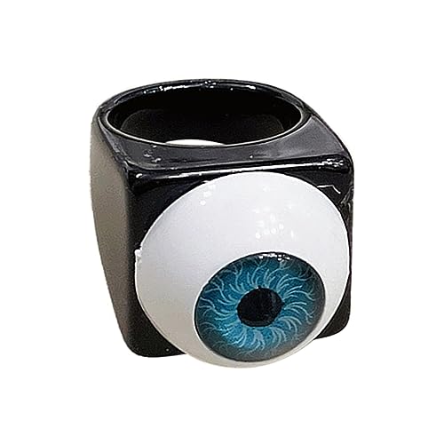 YWJewly Statement-Ring für Frauen Muttertagsgeschenk Blinkende Ringe, Halloween-Dekoration Partyringe, lustige Augapfelringe für Kinder, Männer Frauen Buchbindung Ringe (Blue, One size) von YWJewly