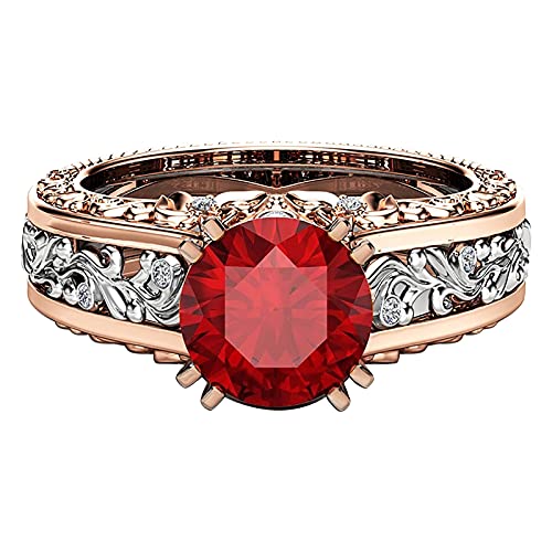 YWJewly Valentinstagsgeschenke für Fra-uen Legierungs-Ring-Trennungs-Geschenk-Gold überzog Damen-Farben- Rosen-Schmuck-Ring-Ringe Ringe Günstig (Red, 5) von YWJewly