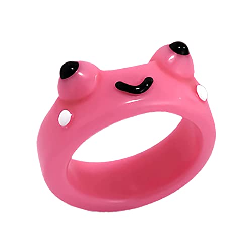 YWJewly Valentinstagsgeschenke für Fra-uen Polymer Geschenke Tier Für Frauen Schmuck Sommer Für Mädchen Reisen Mode Harz Ringe Schmuck Ringe Apricot Ringe (Pink, One Size) von YWJewly