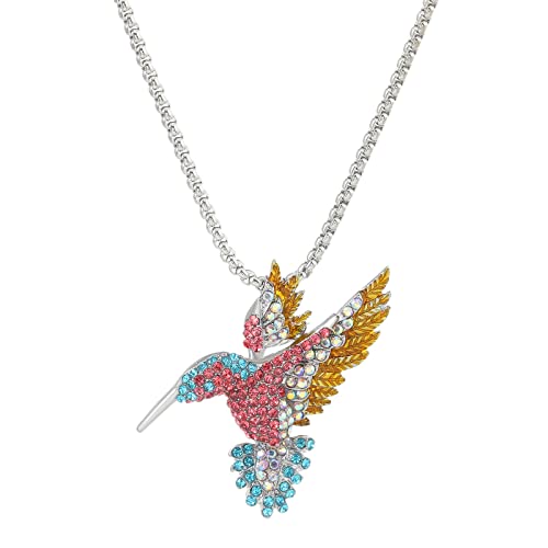 YWJewly Venezianerkette Bunte Halskette mit fliegendem -Anhänger aus Kristall für Weihnachtsgeschenke für Mädchen Frauen Halskette Zirkonia (Red #4, One Size) von YWJewly