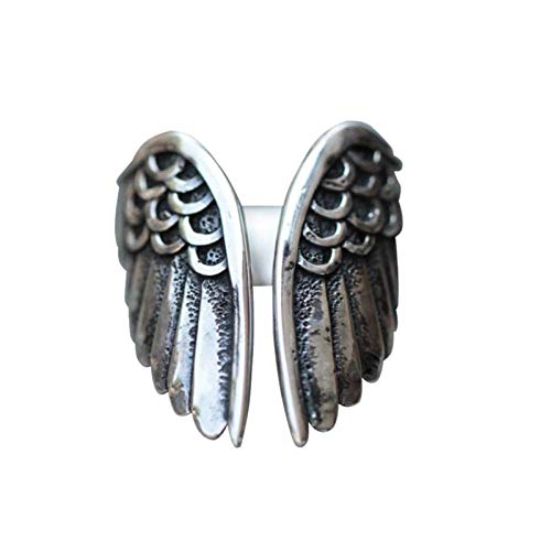 YWJewly Verlobungsring Ehering Ring für Braut Damen Open Angel Classic Black Trend Wing-Ringschmuck für Punk retro Ringe Fahnenmast Ringe (b-Black, One Size) von YWJewly