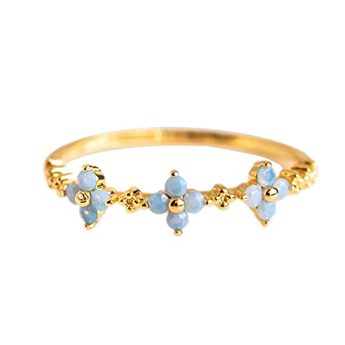 YWJewly Zirkon-Druckentlastungsring Ring Schmuck Aussage für Frauen Band blau Mode Ringe 4 Ringe (Blue, One Size) von YWJewly