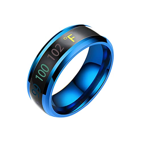 YWJewly Zirkon Öffnung Cartoon Fußabdruck Damen Ring Ring Mode Stimmung Intelligente Anzeige Temperatur Paar Magische Physische Ringringe Ringe Kostüm (Blue, 7) von YWJewly