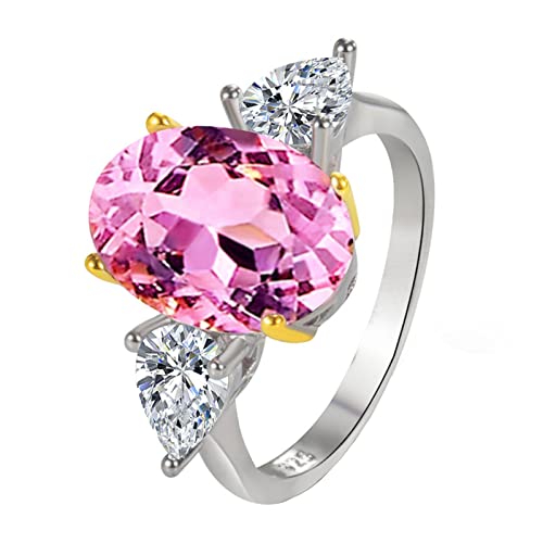 YWJewly schwarze offene Manschettenringe Ovaler Diamantring aus platiniertem Gold mit hohem Kohlenstoffgehalt. Importierter -Rosa-Gelb- -Verlobungsring Ringe Basteln Set (Pink, 10) von YWJewly