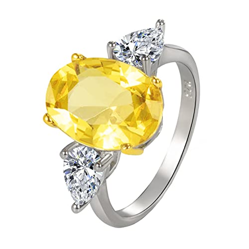 YWJewly schwarze offene Manschettenringe Ovaler Diamantring aus platiniertem Gold mit hohem Kohlenstoffgehalt. Importierter -Rosa-Gelb- -Verlobungsring Ringe Basteln Set (Yellow, 8) von YWJewly