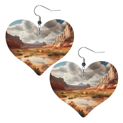 Utah Wüstenwunder-Bild, Herz-Ohrringe, Anhänger, 2 Stück, stilvoll und schön, leicht, baumelnd für Damen und Mädchen, Einheitsgröße, Leder von YYHWHJDE