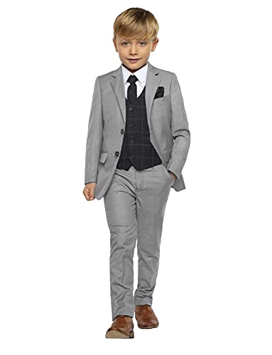 YYI Jungen 3 Stück Anzug Zwei Tasten Hochzeit Formale Jacke Hose Karierte Weste YYI Jungen 3 Stück Anzug Zwei Tasten Hochzeit Formale Jacke Hose Karierte Weste von YYI