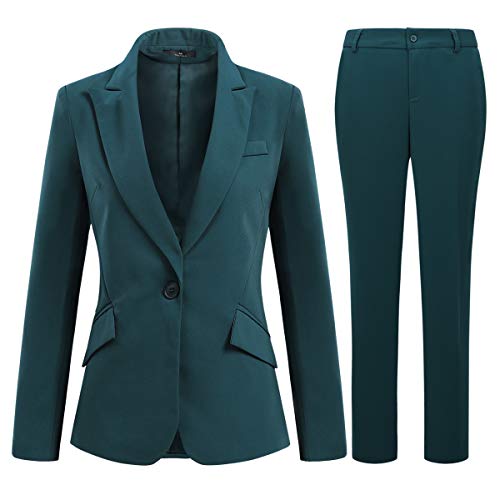 YYNUDA Hosenanzug Damen Business Outfit Slim Fit Blazer Elegant mit Anzughose/Rock für Frühling Sommer,Grün+Hosen,XS von YYNUDA
